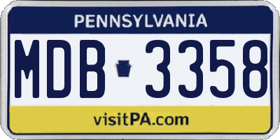 PA license plate MDB3358