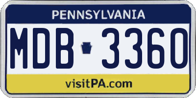 PA license plate MDB3360