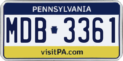 PA license plate MDB3361