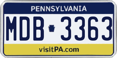 PA license plate MDB3363