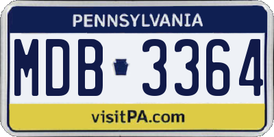 PA license plate MDB3364