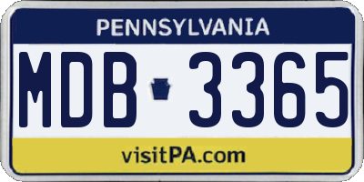 PA license plate MDB3365