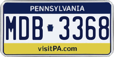 PA license plate MDB3368