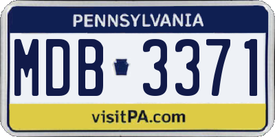 PA license plate MDB3371