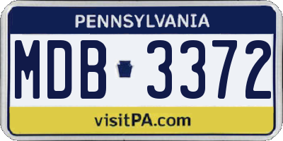 PA license plate MDB3372