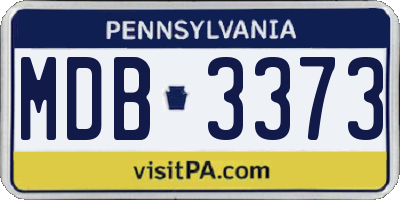 PA license plate MDB3373