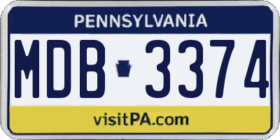 PA license plate MDB3374