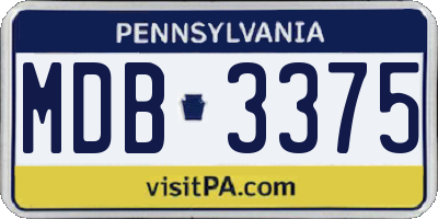 PA license plate MDB3375