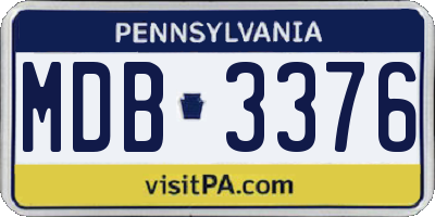 PA license plate MDB3376