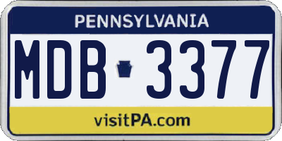 PA license plate MDB3377