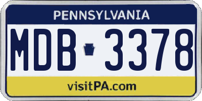 PA license plate MDB3378