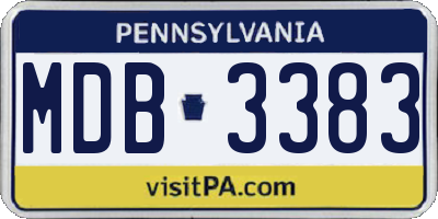 PA license plate MDB3383