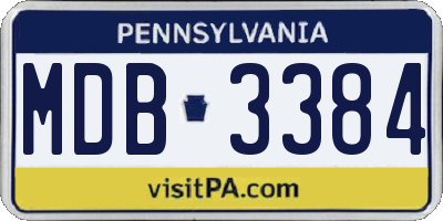 PA license plate MDB3384