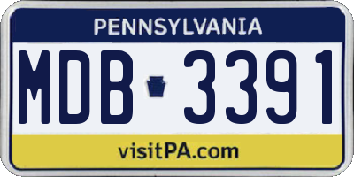 PA license plate MDB3391