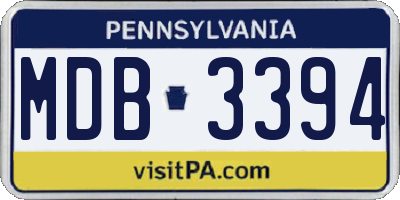PA license plate MDB3394