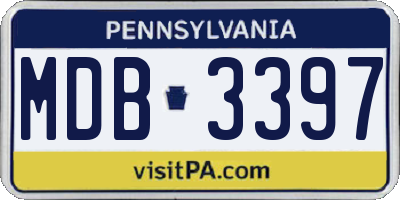 PA license plate MDB3397