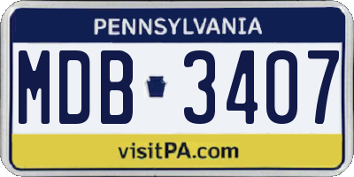 PA license plate MDB3407