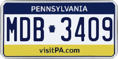 PA license plate MDB3409