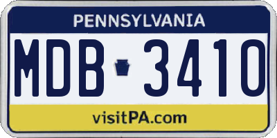 PA license plate MDB3410