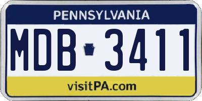 PA license plate MDB3411