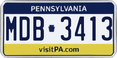 PA license plate MDB3413