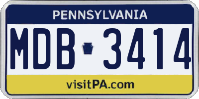 PA license plate MDB3414