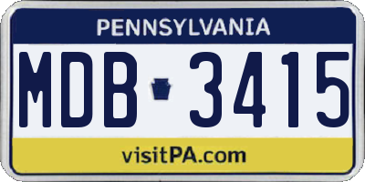 PA license plate MDB3415