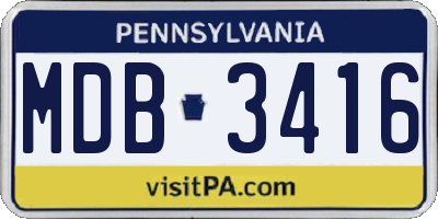 PA license plate MDB3416