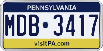 PA license plate MDB3417