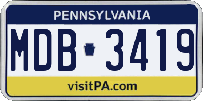 PA license plate MDB3419