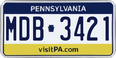 PA license plate MDB3421