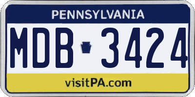PA license plate MDB3424