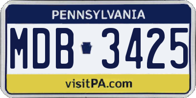 PA license plate MDB3425