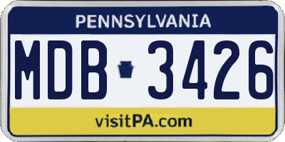 PA license plate MDB3426