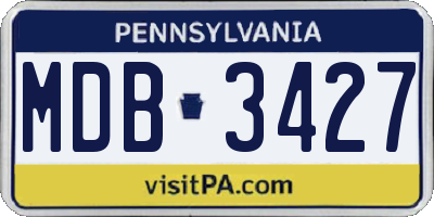 PA license plate MDB3427