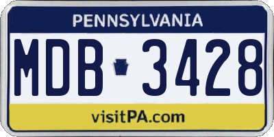 PA license plate MDB3428