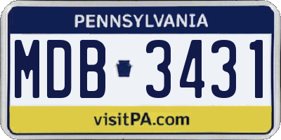 PA license plate MDB3431