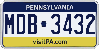 PA license plate MDB3432