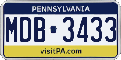 PA license plate MDB3433