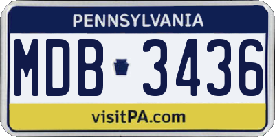 PA license plate MDB3436