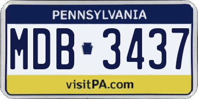 PA license plate MDB3437