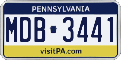 PA license plate MDB3441
