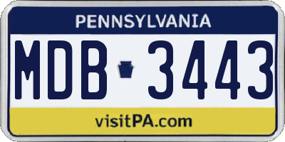 PA license plate MDB3443