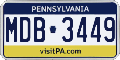PA license plate MDB3449
