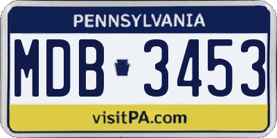 PA license plate MDB3453