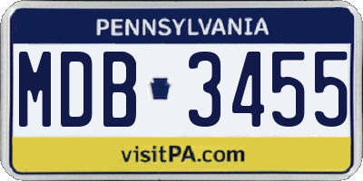 PA license plate MDB3455