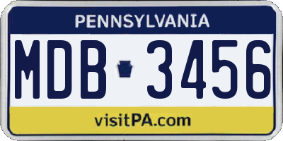 PA license plate MDB3456