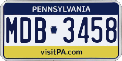PA license plate MDB3458