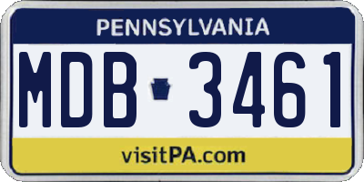PA license plate MDB3461