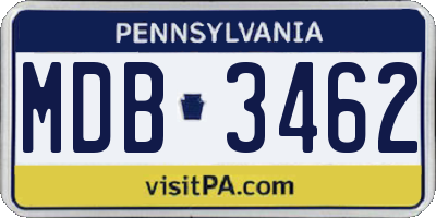 PA license plate MDB3462
